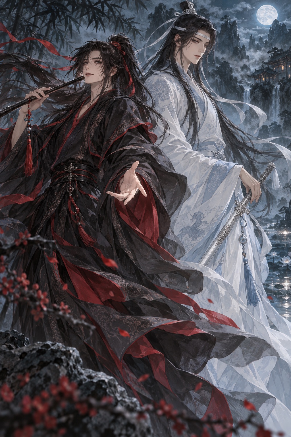 魏无羡与蓝忘机主题 AI 同人插画