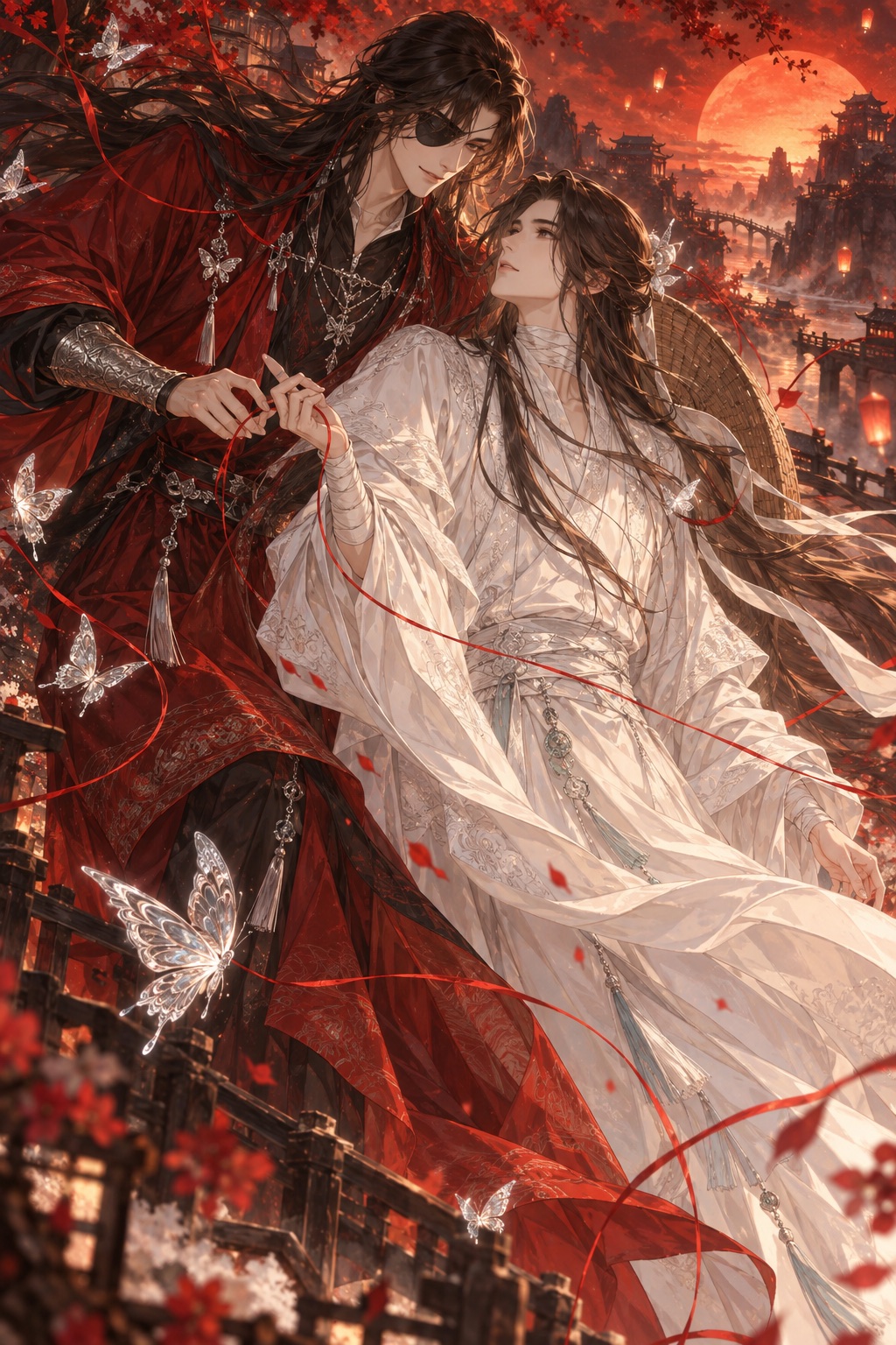 谢怜与花城主题 AI 同人插画